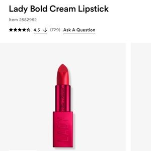 New FULL SIZE Too Faced Lady Bold Red Cream Lipstick